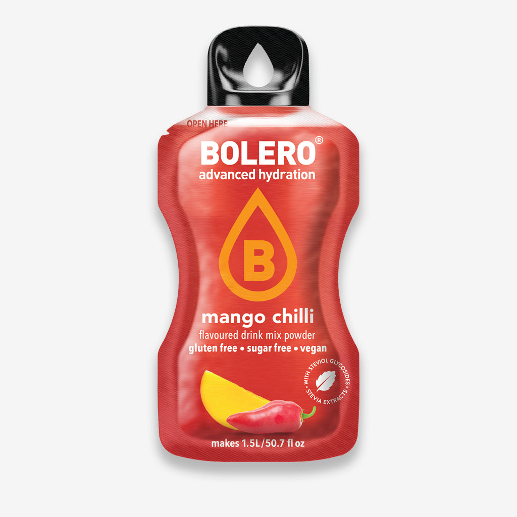 Bolero Drink Getränkepulver Beutel – Getränkepulver für ein zuckerfreies Getränk mit Mango Chilli Geschmack