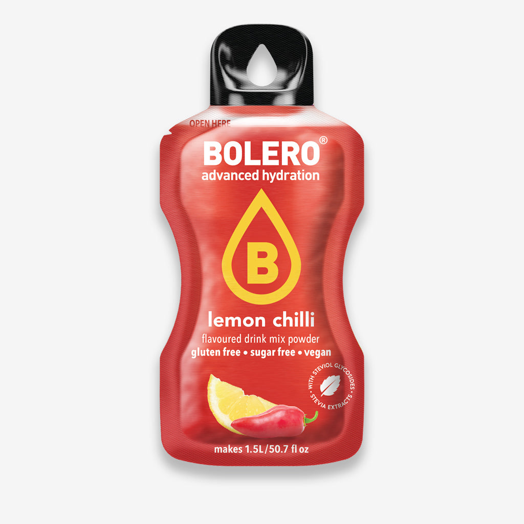 Bolero Drink Getränkepulver Beutel – Getränkepulver für ein zuckerfreies Getränk mit Zitrone Chilli Geschmack